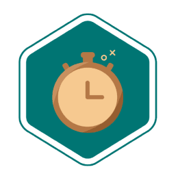 Icon for Get Moving Challenge, bronze stopwatch on green hexagon
