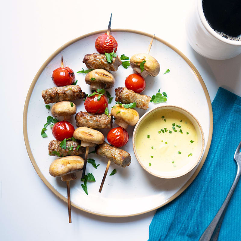 Photo of Grilled Breakfast Kebabs with Honey Mustard Dipping Sauce by WW
