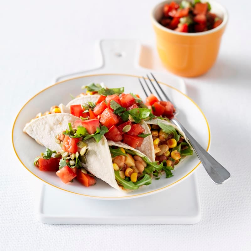 Photo of Corn and bean burritos with tomato salsa by WW