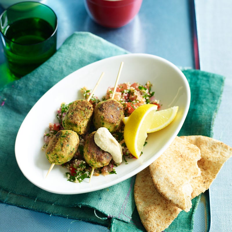 Photo of Falafel skewers with hummus and tabouli by WW