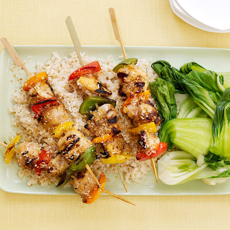 Photo of Coconut & Curry–Marinated Skewered Chicken by WW