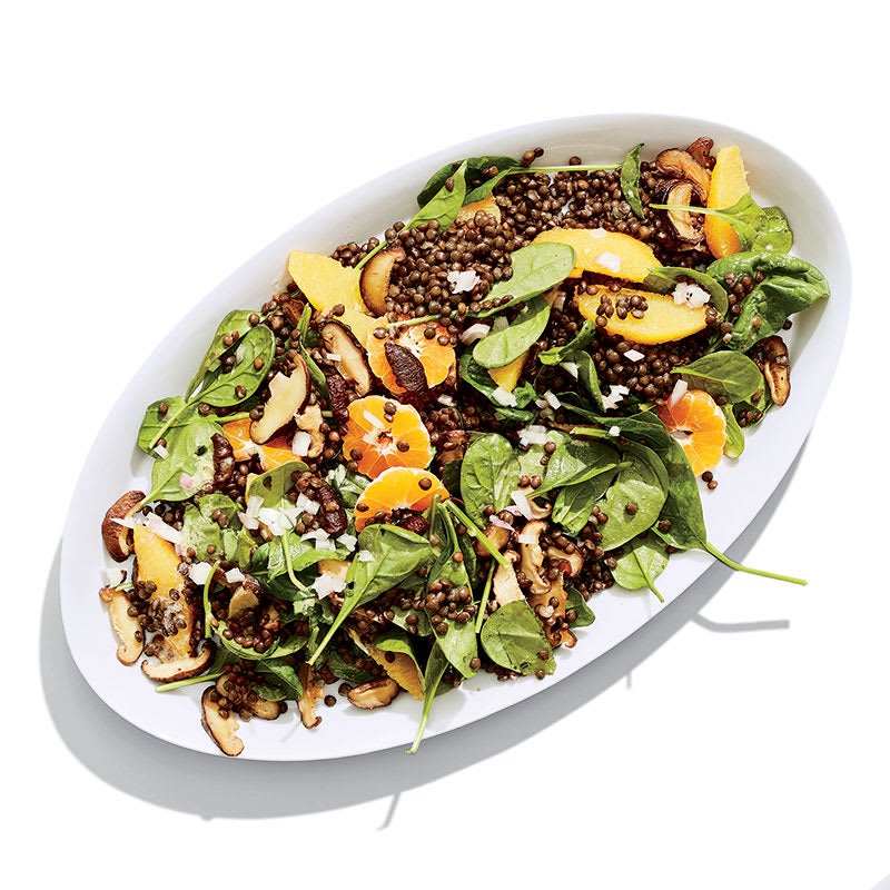 Photo of Spinach and black lentil salad with shiitakes and citrus by WW