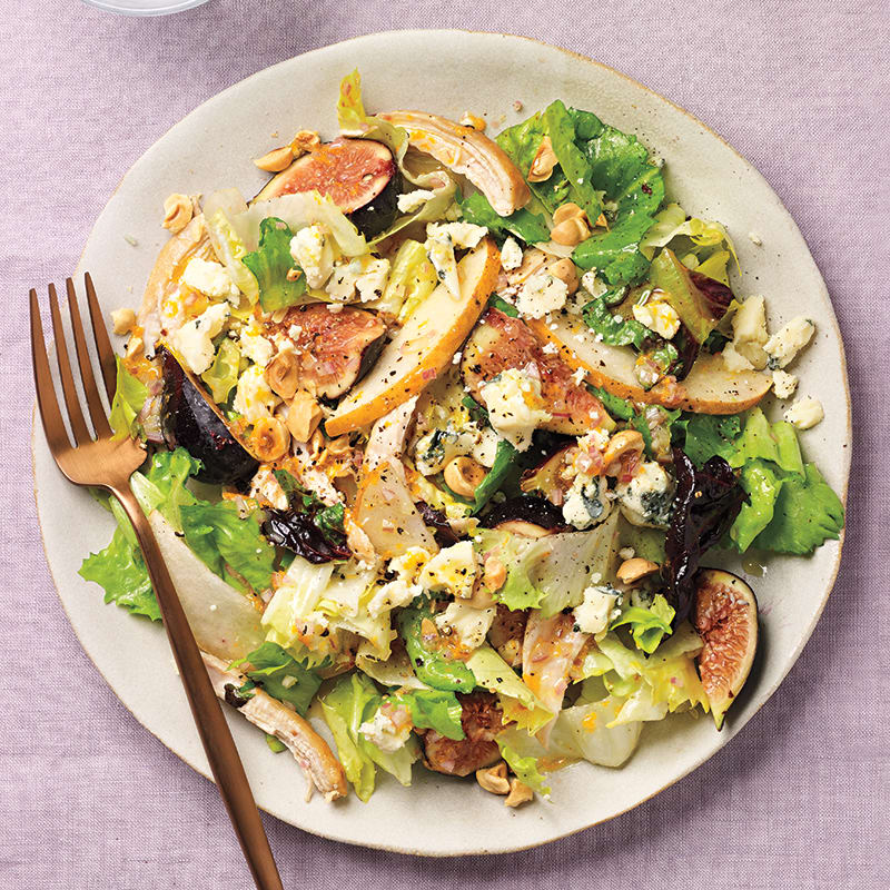 Photo of Pear and fig salad with chicken and blue cheese by WW