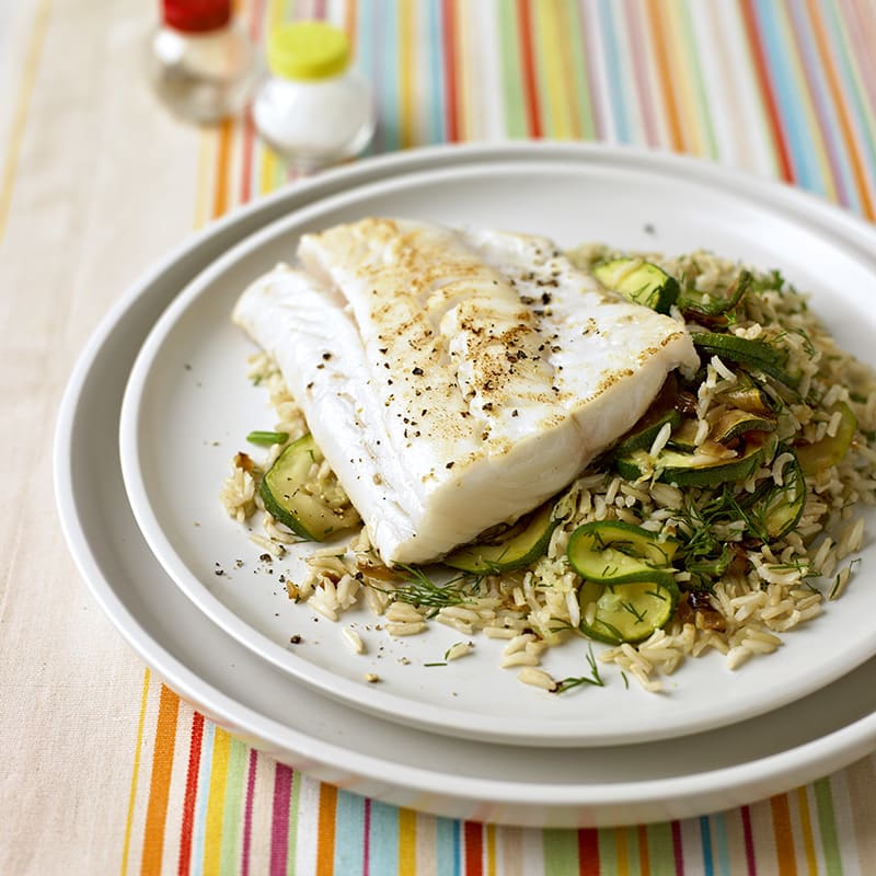 Photo of Pan-fried cod with courgettes and rice by WW