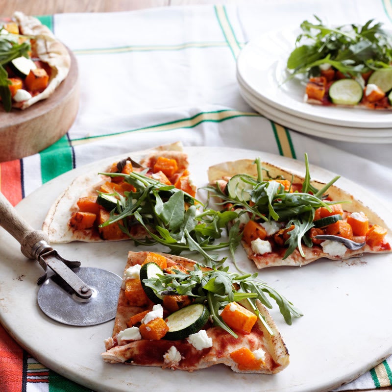 Photo of Roasted pumpkin, zucchini and goats cheese pizza by WW