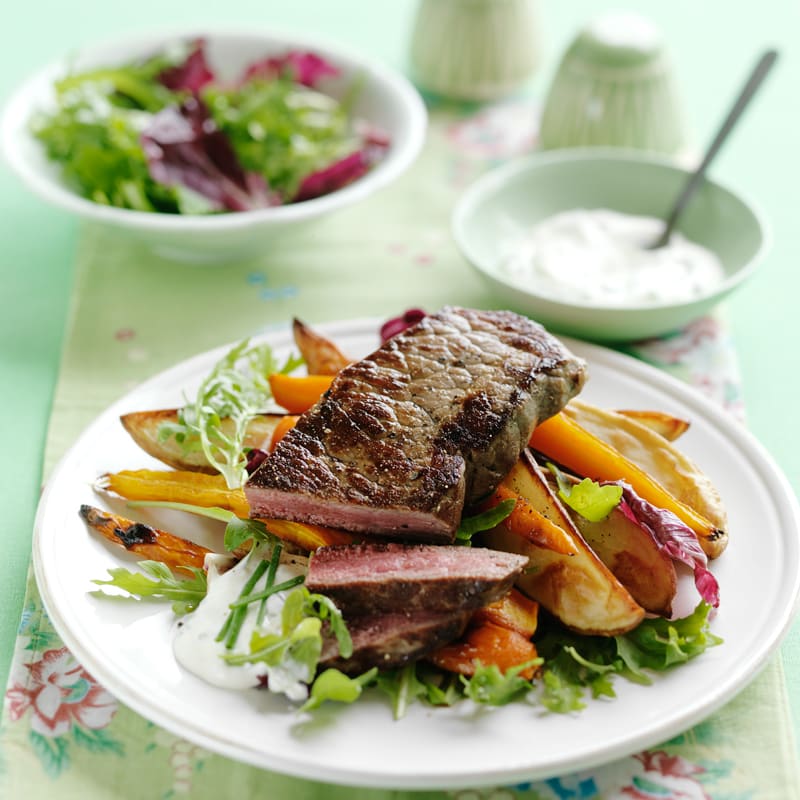 Photo of Steak with carrot and potato wedges by WW