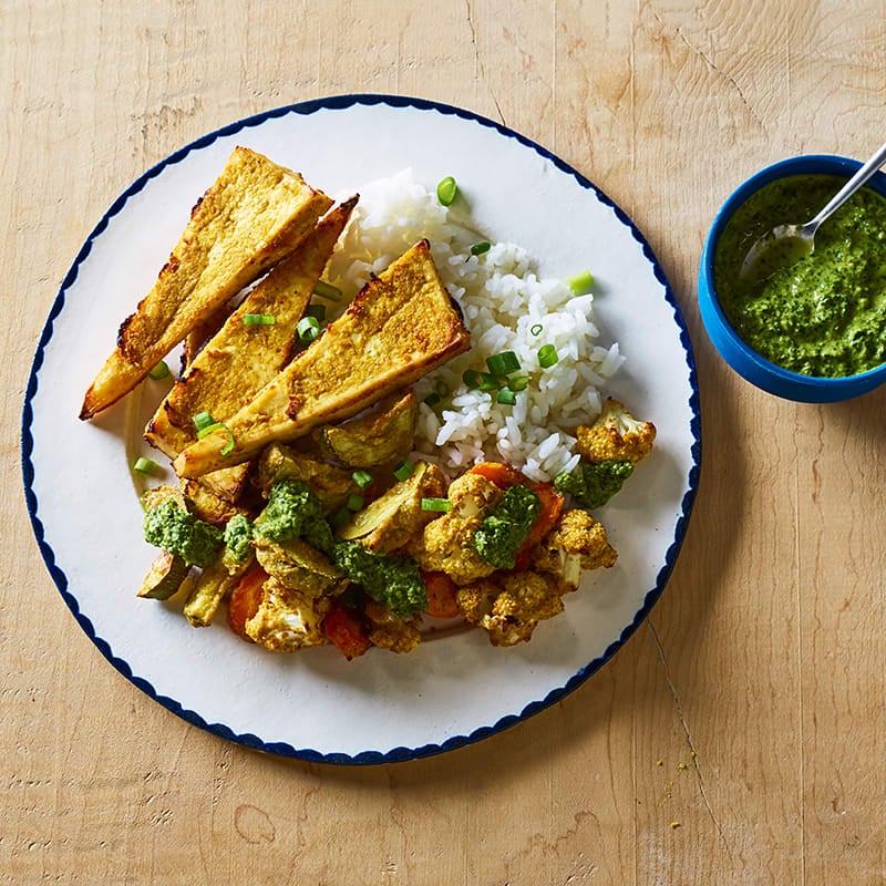 Photo of Tandoori Tofu & Mixed Vegetables with Basmati Rice & Cilantro-Lime Drizzle by WW