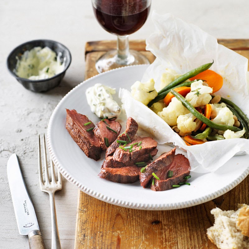 Photo of Smokey kangaroo fillet with vegetable parcels by WW