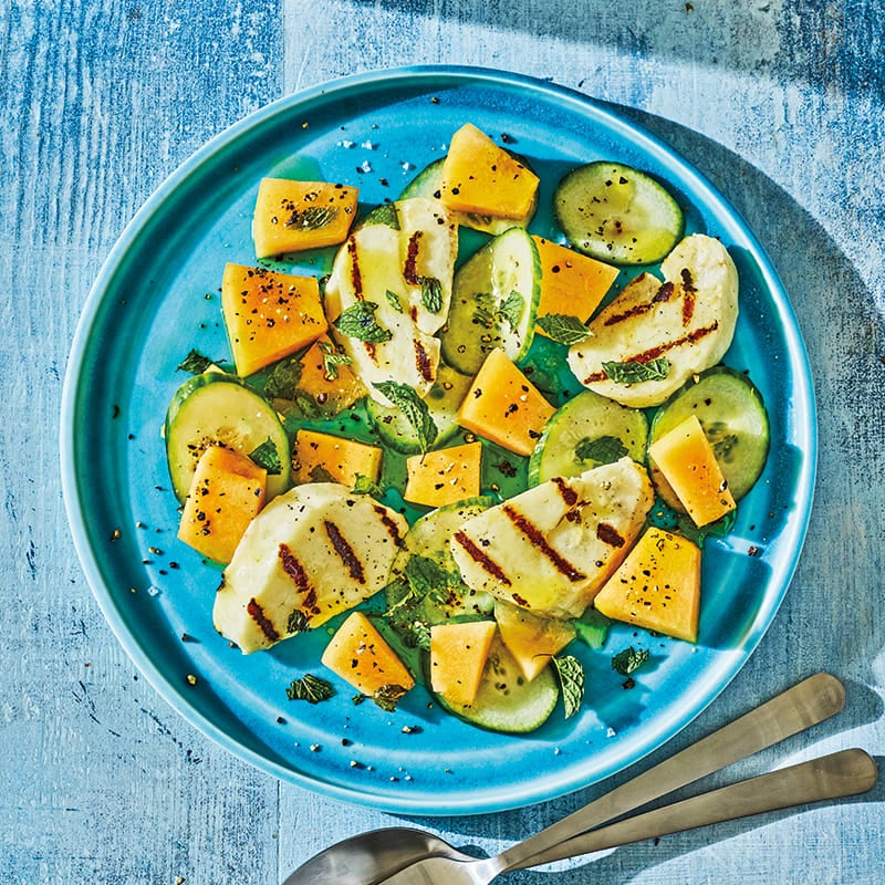 Photo of Cantaloupe-cucumber salad with grilled halloumi by WW