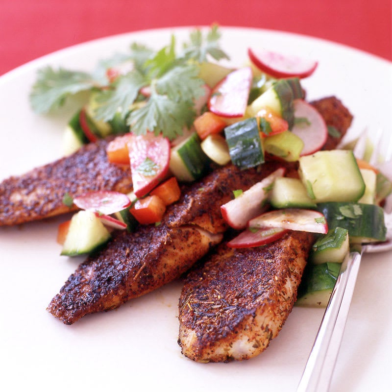 Photo of Blackened tilapia with radish and cucumber salsa by WW