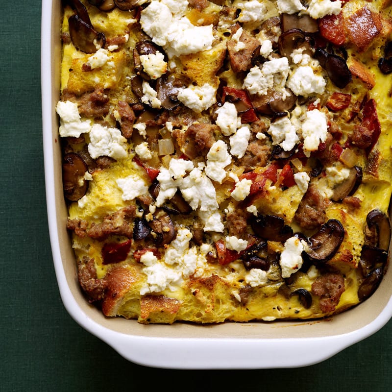 Photo of Savoury strata with turkey sausage, roasted peppers, and goat cheese by WW