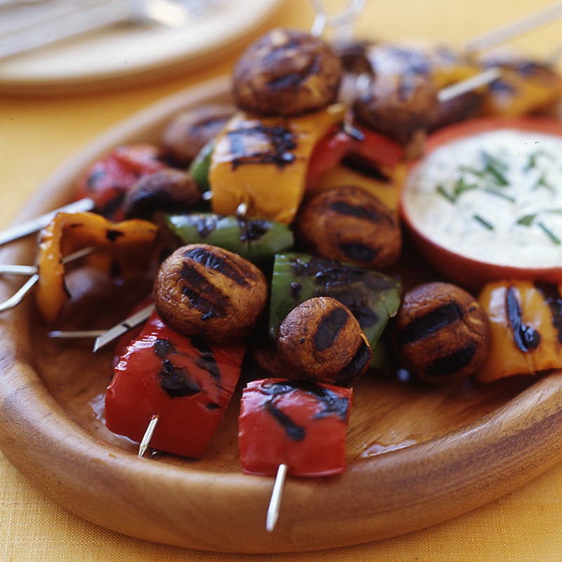 Photo of Pepper and Mushroom Kebabs with a Yogourt-Dill Dip by WW