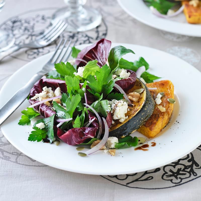 Photo of Polenta and pumpkin wedges with walnut and feta salad by WW