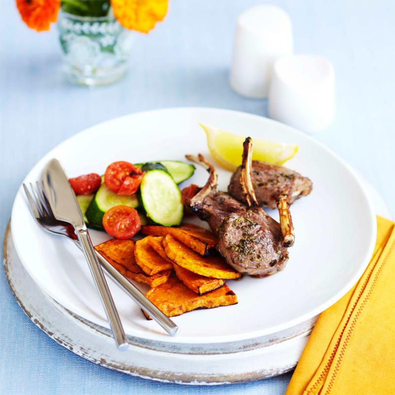 Photo of Rosemary lamb cutlets with cherry tomato zucchini by WW