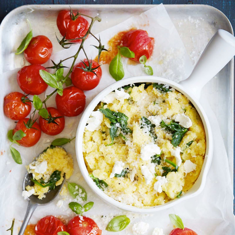 Photo of Spinach and goats cheese polenta with roasted truss tomatoes by WW