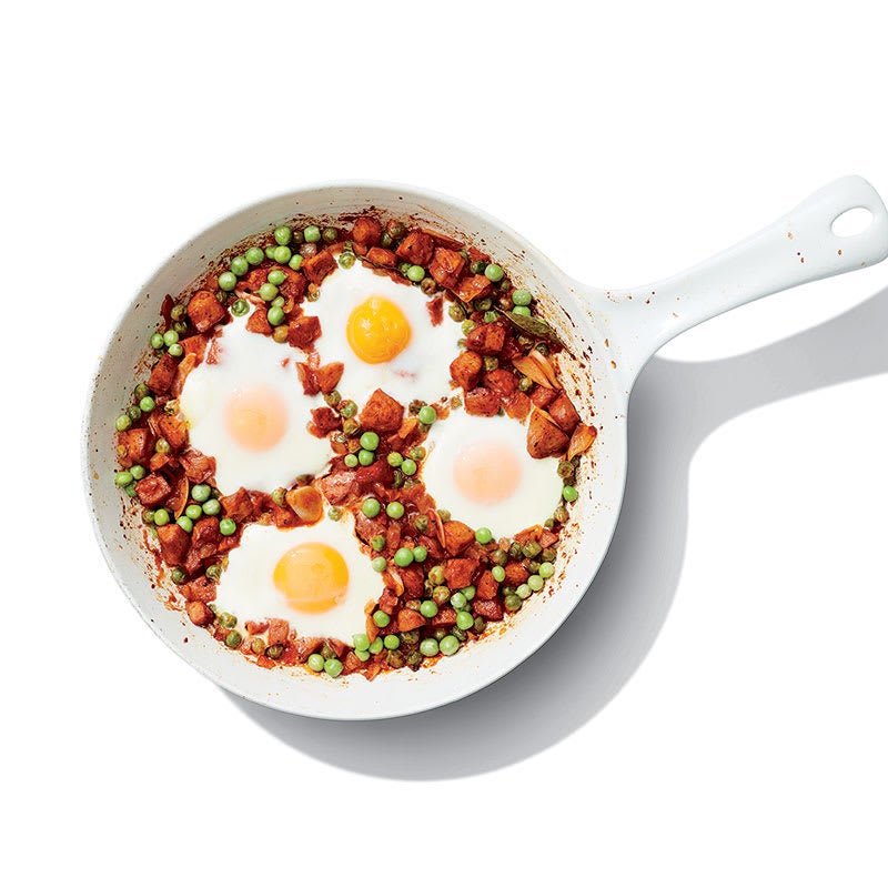 Photo of Eggs baked with spring peas and chorizo by WW