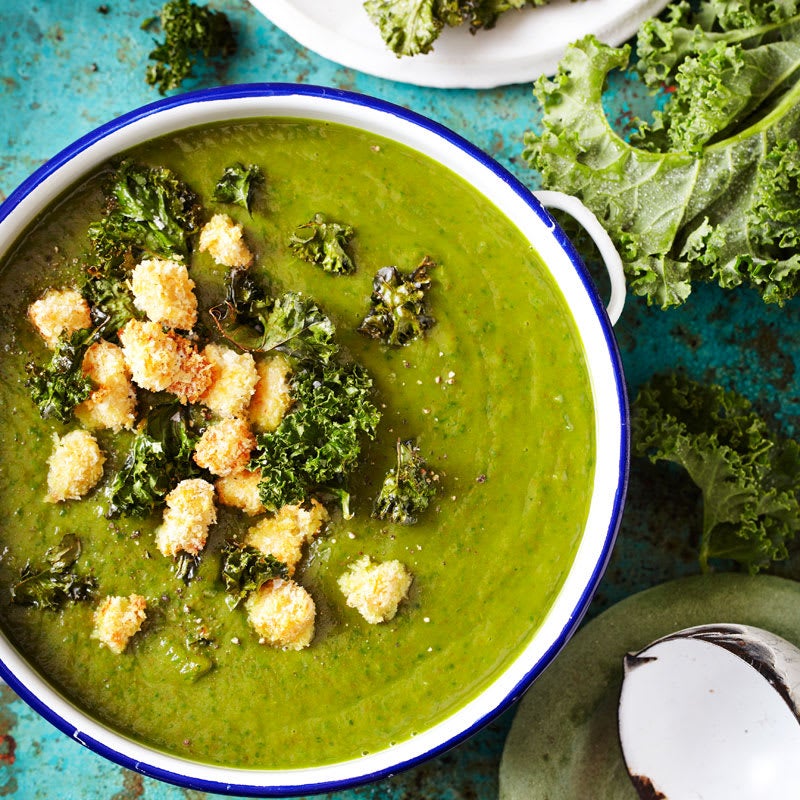 Photo of Kale and spinach soup with chicken ‘croutons’ by WW
