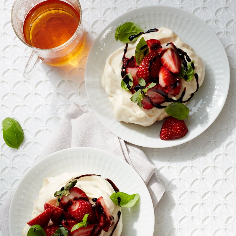 Photo of Vanilla-basil meringue nests with strawberries by WW
