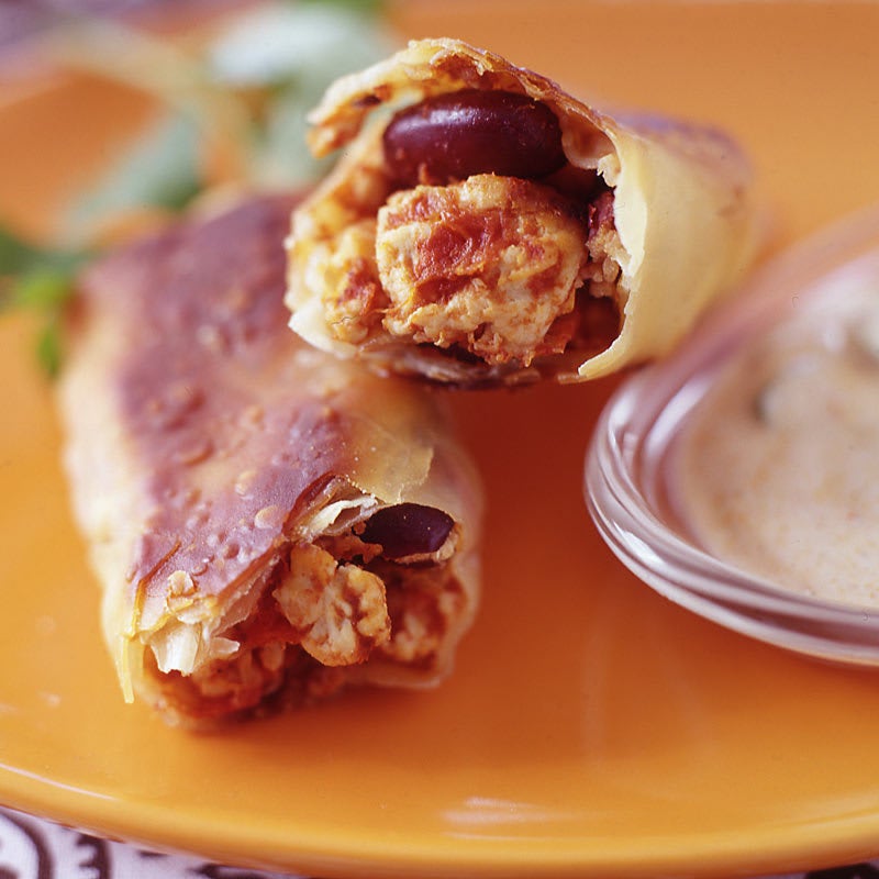 Photo of Southwestern egg rolls with creamy enchilada dipping sauce by WW