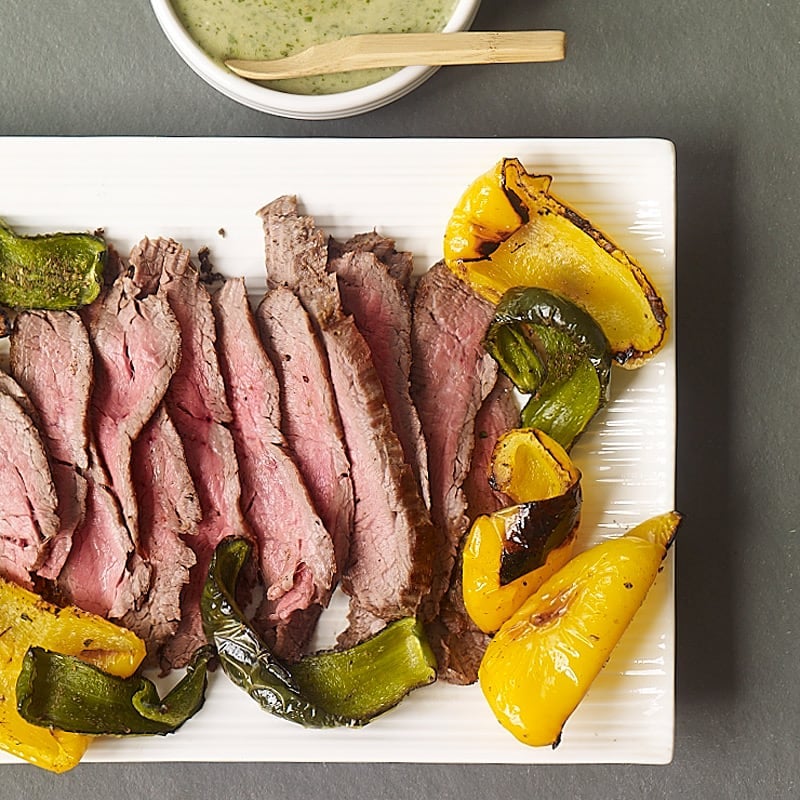 Photo of Broiled steak and peppers with green sauce by WW