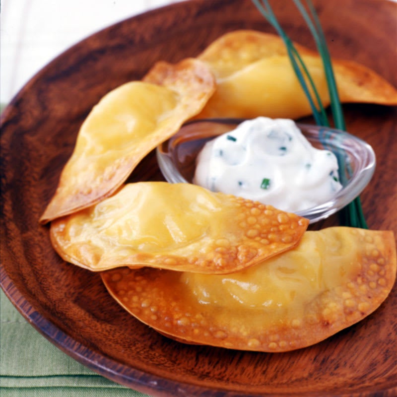 Photo of Potato-cheese dumplings with sour cream–chive dip by WW