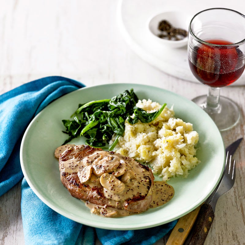 Photo of Grilled steak with mushroom sauce and cauliflower mash by WW