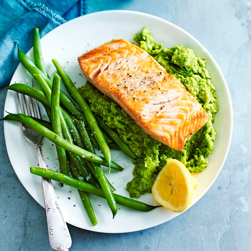 Photo of Pea puree with grilled salmon by WW