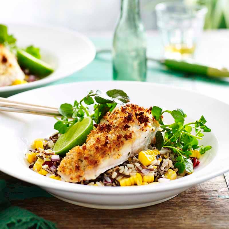 Photo of Crumbed fish with wild rice salad by WW