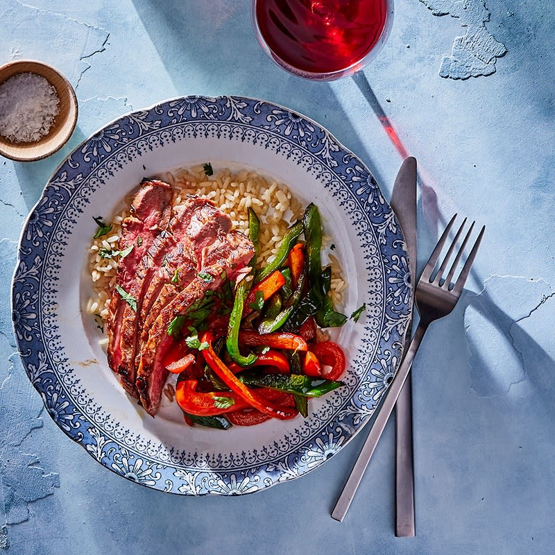 Photo of Mojo-marinated flank steak with peppers by WW