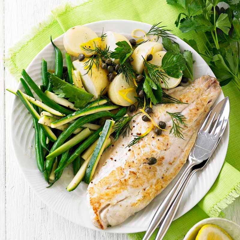 Photo of Grilled fish with warm lemon and herb potato salad by WW