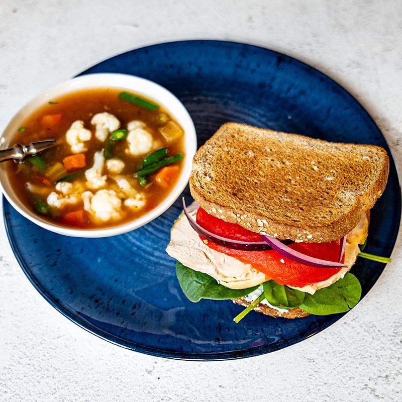 Photo of Italian chicken sandwich with vegetable soup by WW