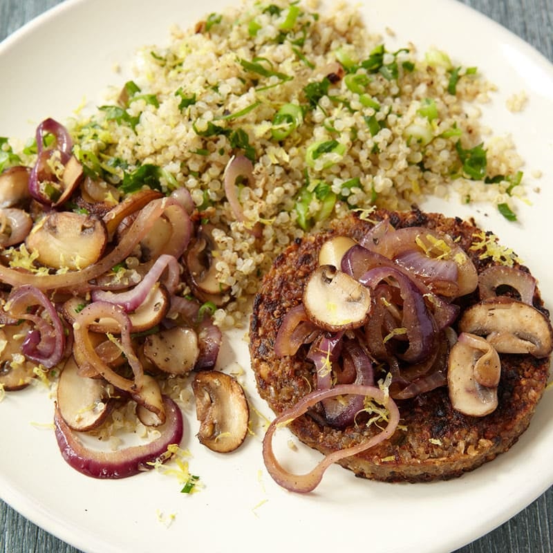 Photo of Veggie Burger with Sautéed Vegetables and Quinoa by WW