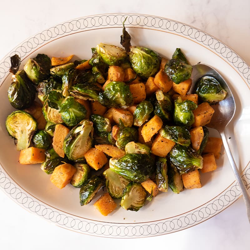 Photo of Air fryer sweet potatoes and sprouts by WW