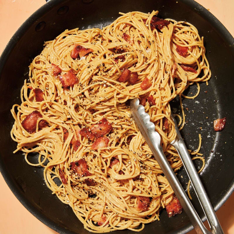 Whole-wheat spaghetti carbonara