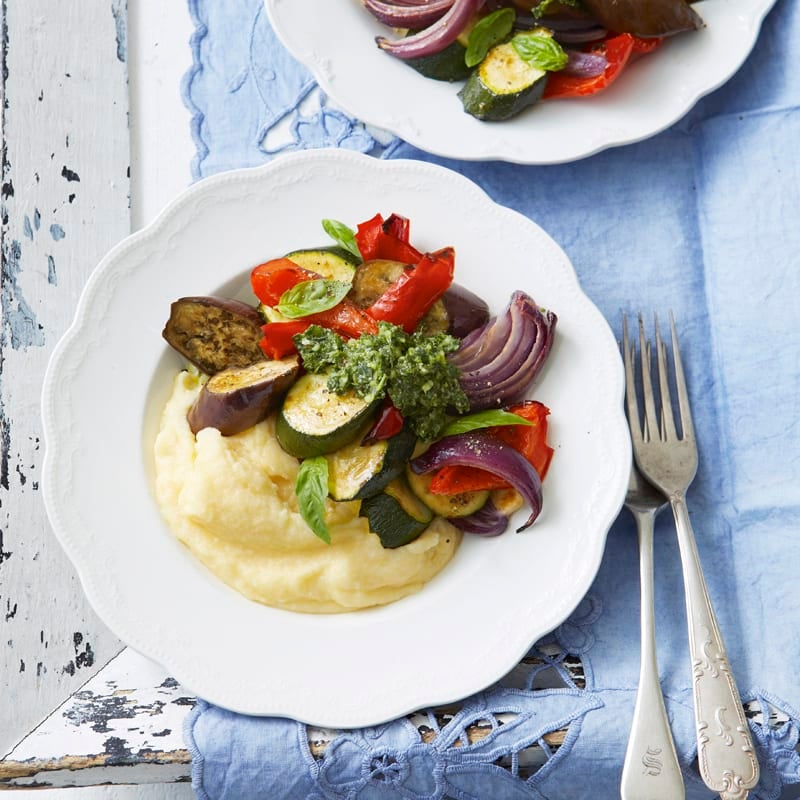 Photo of Roasted vegetables with soft polenta and pesto by WW