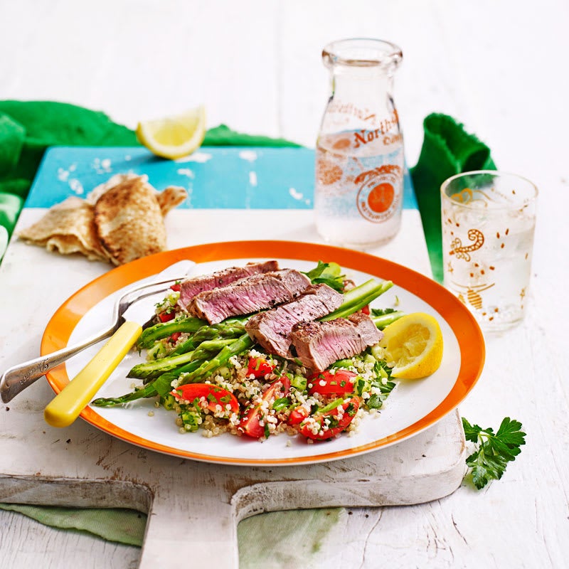 Photo of Quinoa and asparagus tabouli with grilled lamb by WW