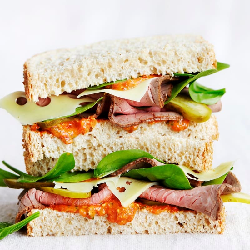 Photo of Rare roast beef sandwiches with pecan romesco by WW