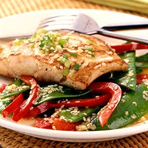 Photo of Sauteed Halibut with Snow Peas and Pineapple-Ginger Glaze by WW