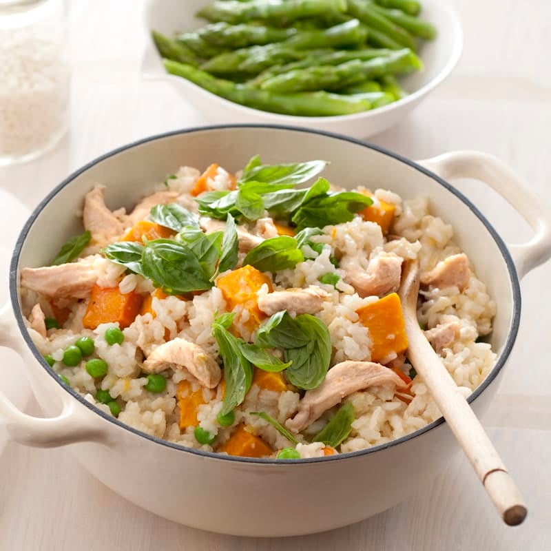 Photo of Oven-baked chicken risotto with pumpkin and peas by WW