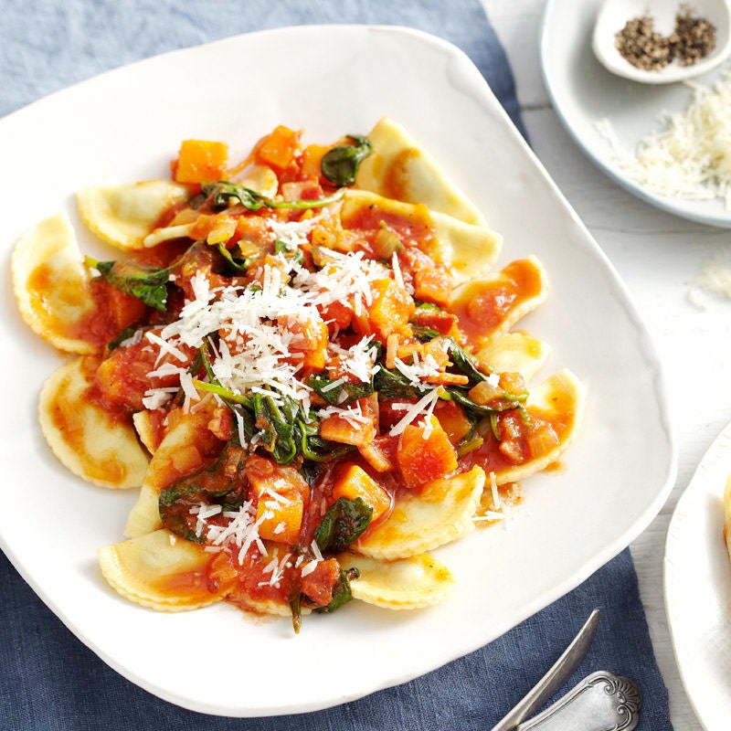 Photo of Ricotta and spinach agnolotti with pumpkin sauce by WW