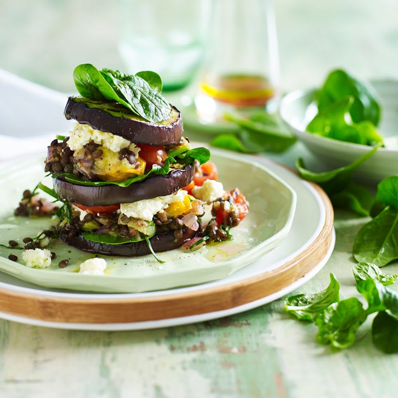 Photo of Eggplant, ricotta and lentil stacks by WW