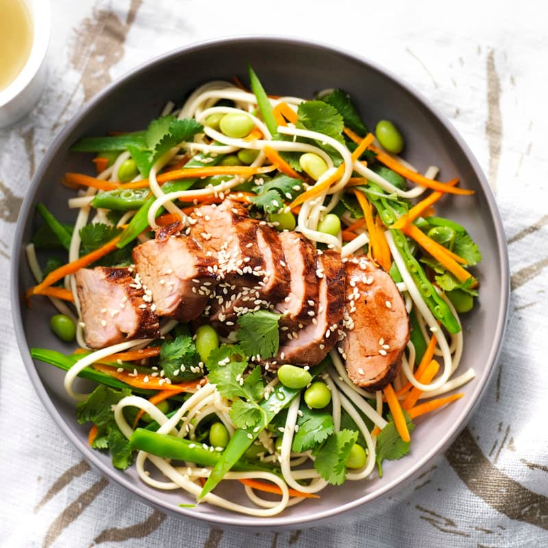 Photo of Miso and honey pork fillet with udon noodle salad by WW