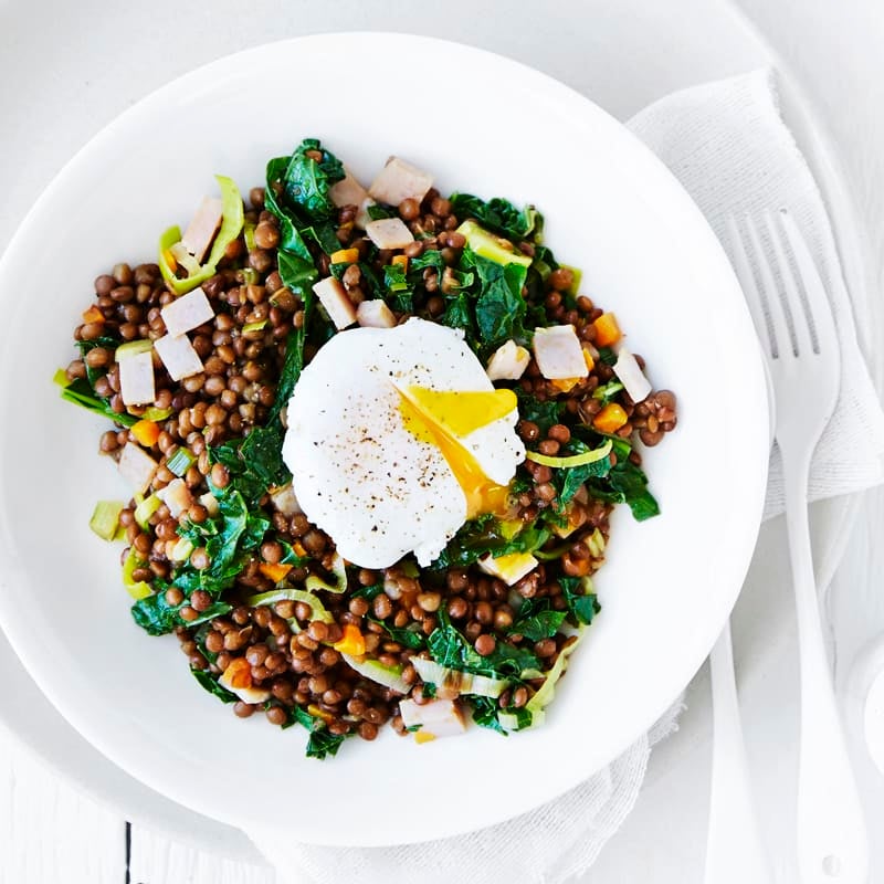 Photo of Quick lentils with kale and poached egg by WW