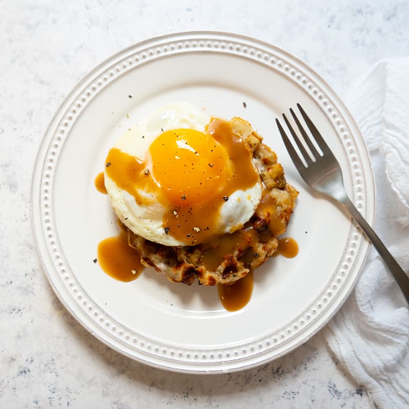 Photo of Thanksgiving Leftovers Waffles with Eggs & Gravy by WW