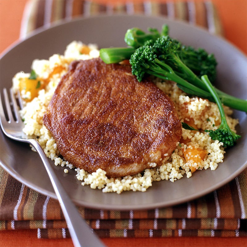 Photo of Moroccan-spiced pork chops with apricot couscous by WW