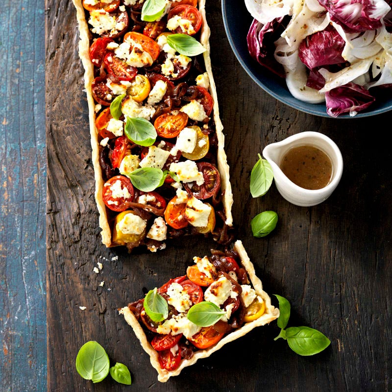 Photo of Mixed tomato, caramelised onion and goat’s cheese tart by WW