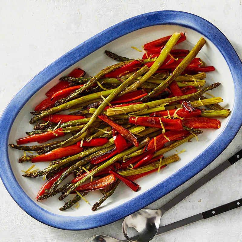 Roasted Asparagus with Red Peppers and Lemon