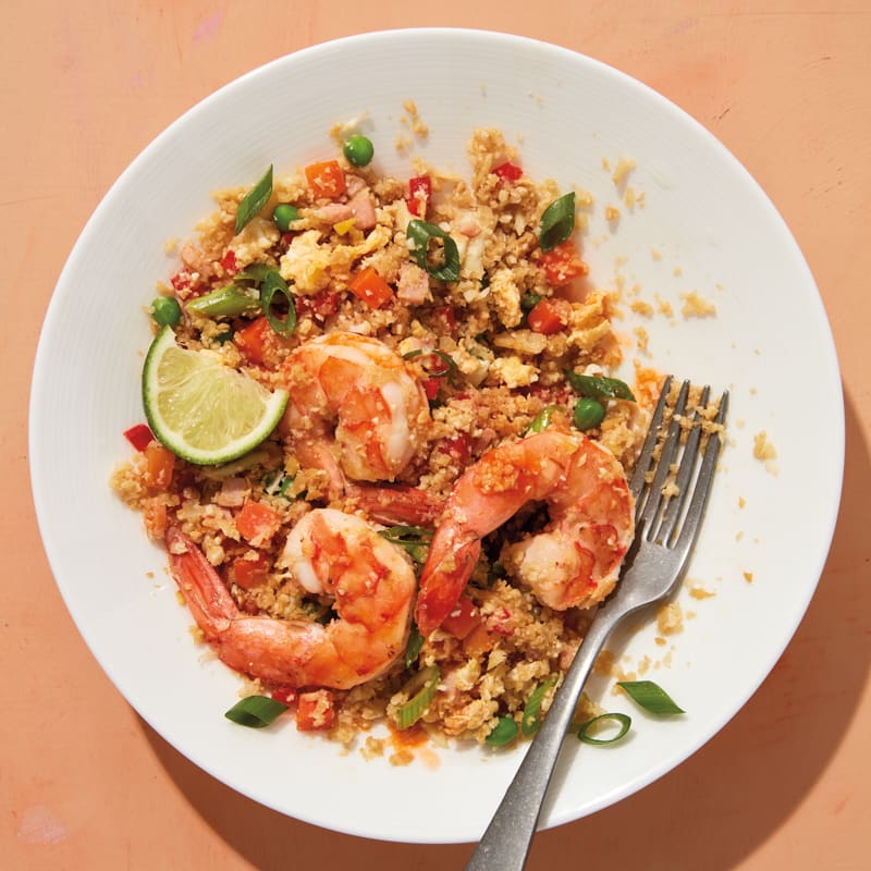 Veggie-packed fried rice with shrimp