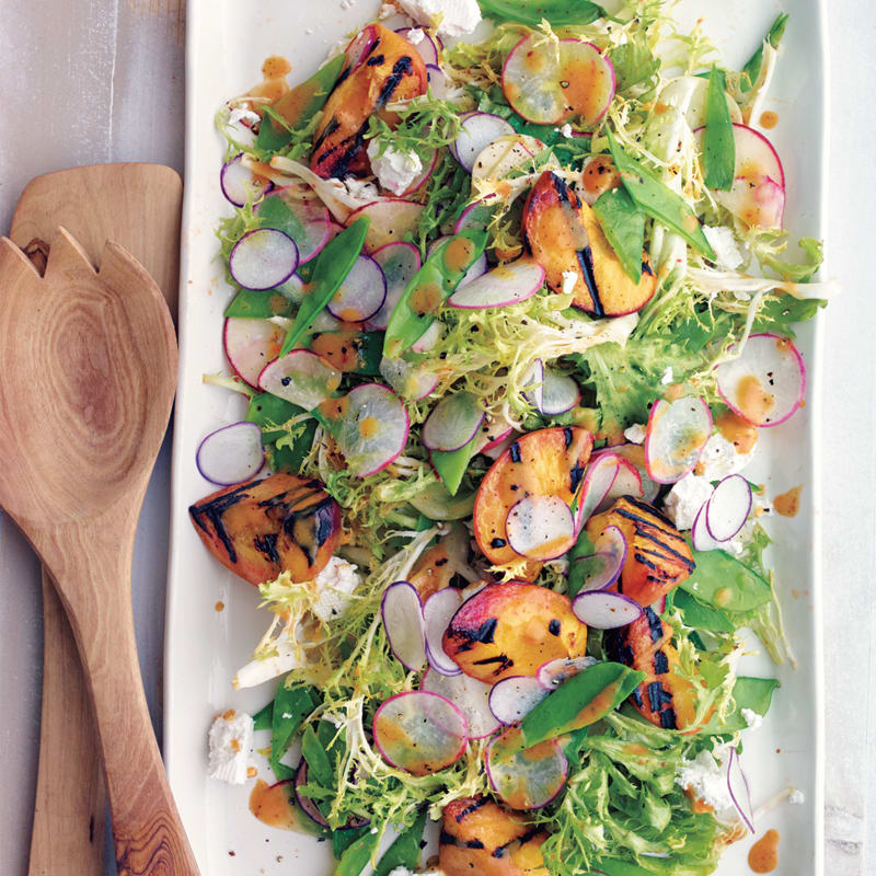 Photo of Frisee salad with grilled apricots, spring radishes & snow peas by WW