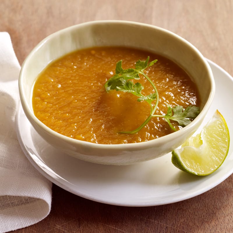 Photo of Curried sweet potato soup with lime and cilantro by WW